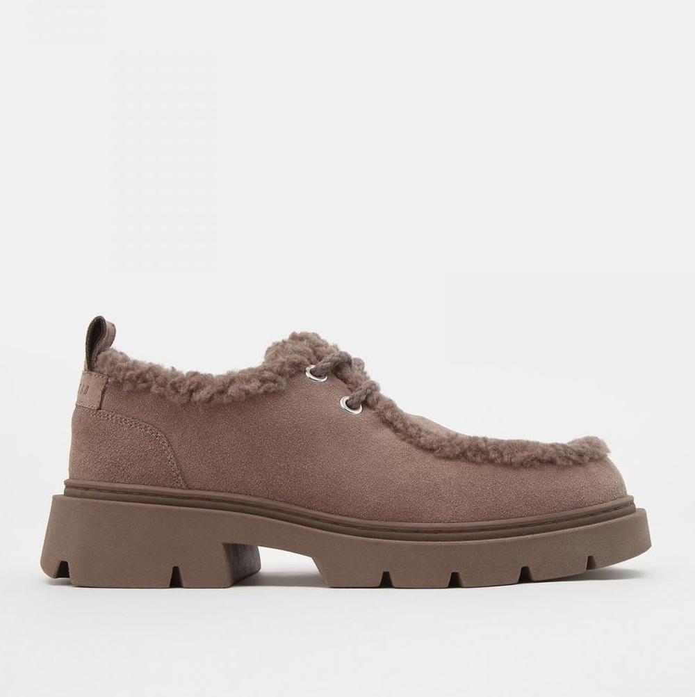 Замшевые полуботинки INUIKII Mocabee curly taupe на меху