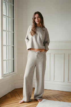 ZARA БРЮКИ ИЗ МЯГКОЙ ТКАНИ МЕЛАНЖ, СЕРЫЙ МЕЛАНЖ