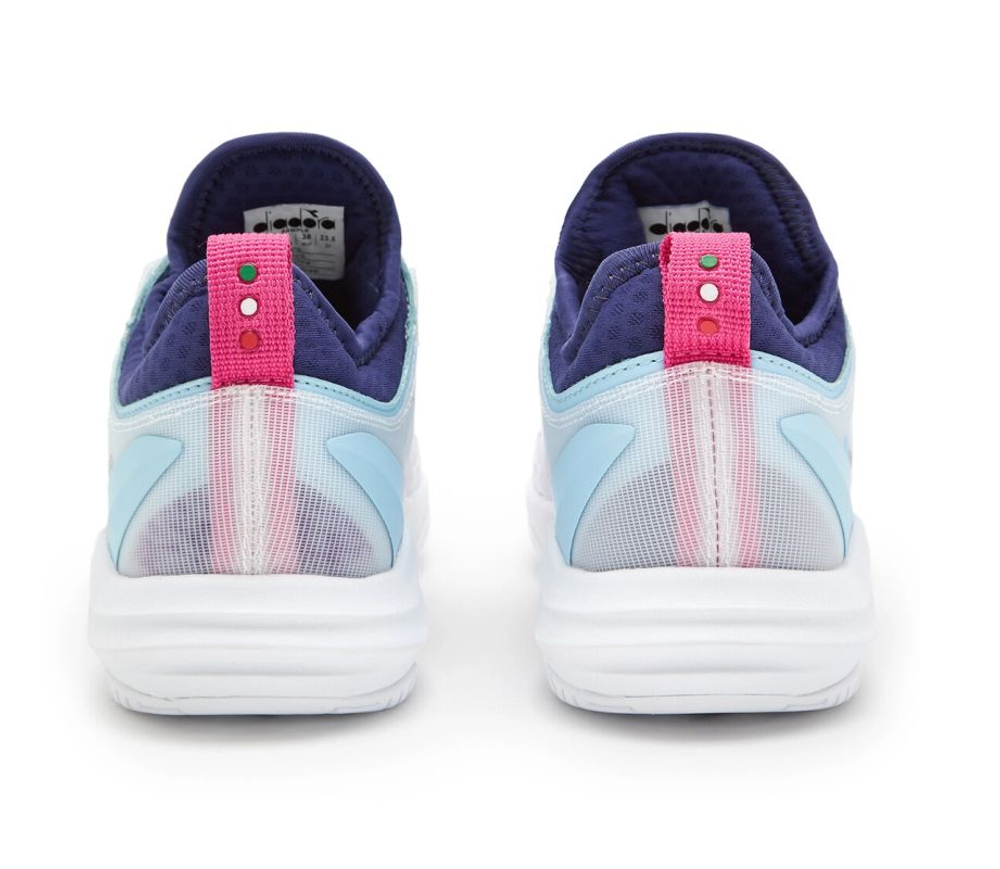 Женские теннисные кроссовки Diadora Speed Blushield Fly 4 + AG — white/blue print/pink yarr