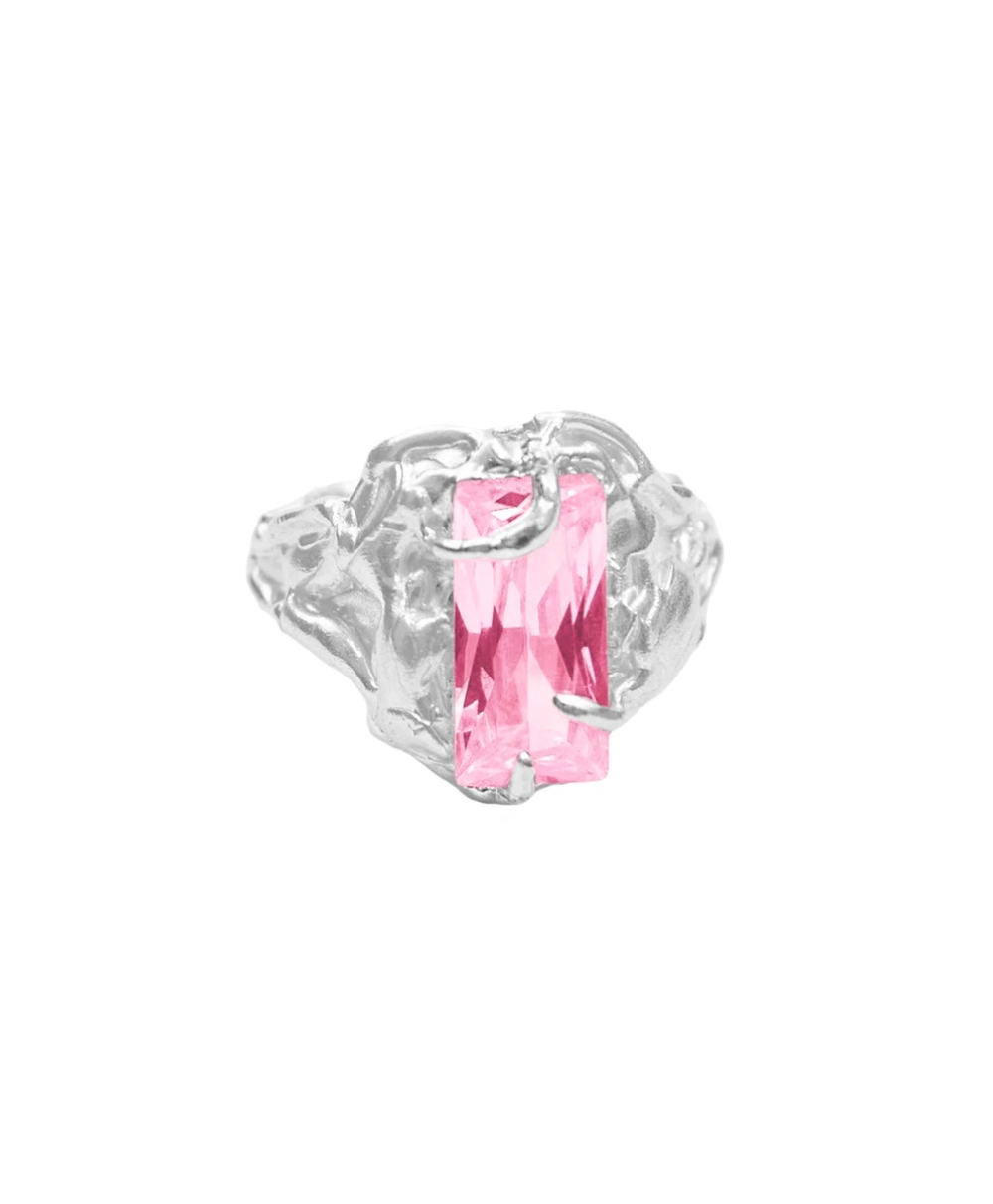 кольцо big pink с прямоугольным камнем