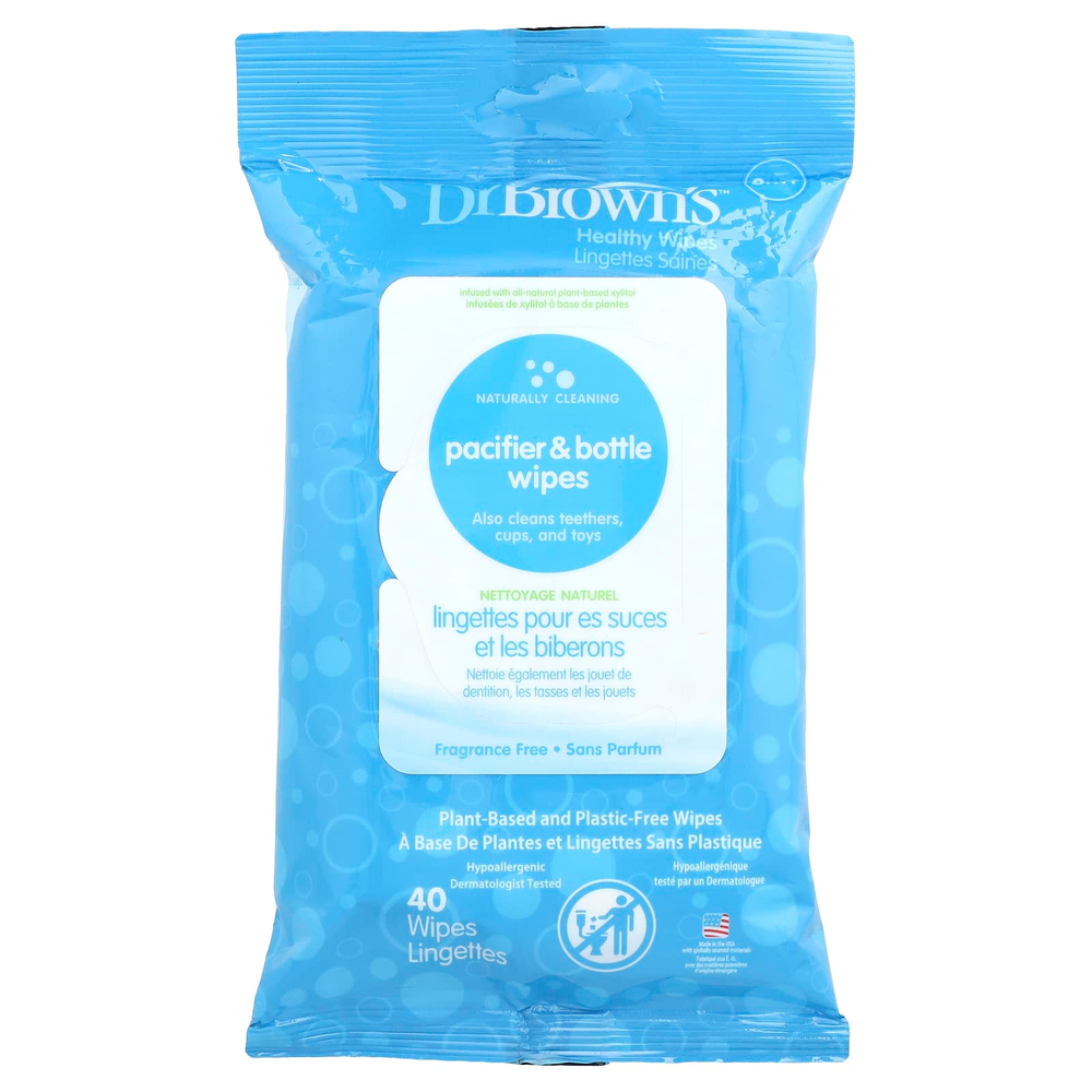 Dr. Brown's, Салфетки для пустышек и бутылочек, без отдушек, 40 салфеток