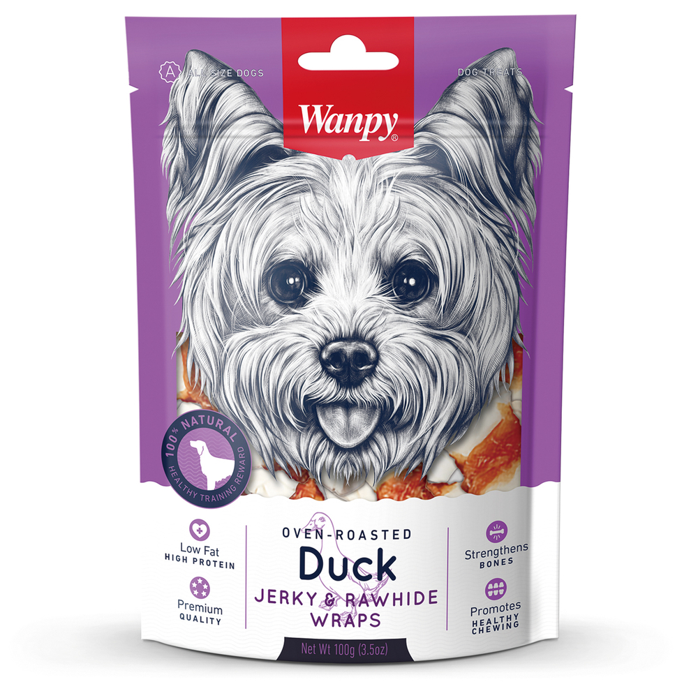 Wanpy Dog Лакомство для собак Кости из сыромятной кожи с утинным мясом, 100 гр