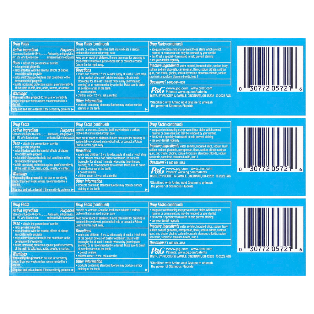 Crest, Pro-Health, зубная паста с фторидом, чистая мята, 3 тюбика по 121 г (4,3 унции)