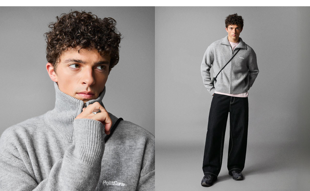 Мужской вязаный кардиган boxy fit на молнии - BERSHKA