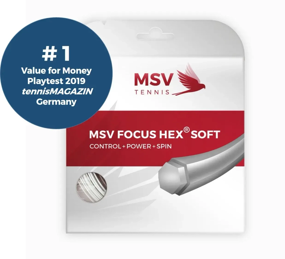 Теннисная струна MSV Focus HEX Soft, 1,25, 12м (белый)