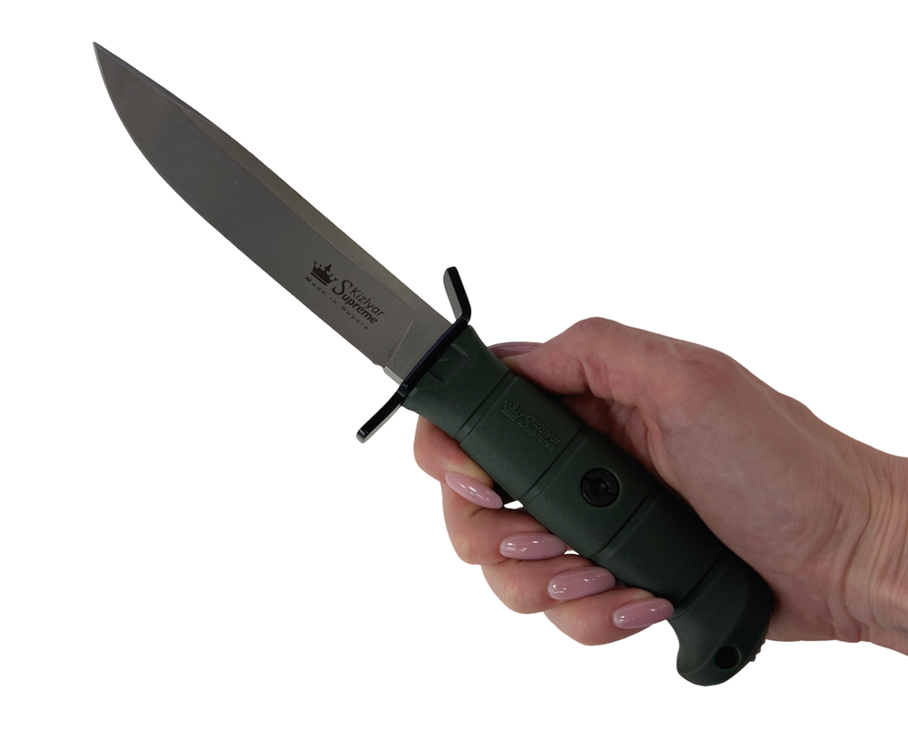 Нож тактический Combat, сталь AUS-8 StoneWash, Olive, Kizlyar Supreme, 4610094297253
