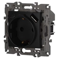 Розетка ЭРА Elegance 14-4108-05 2P+E 16A-250В со шторками с USB type-A+C 5В-3А антрацит | Эра Elegance