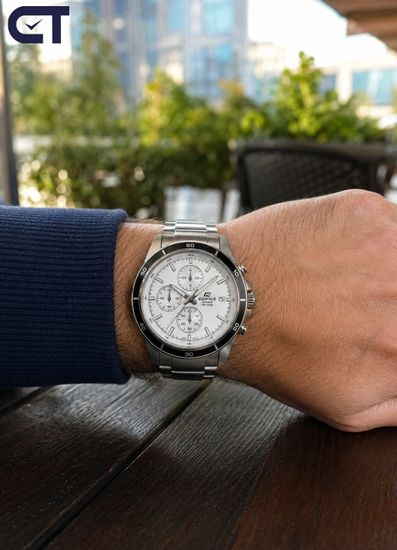 CASIO EFR-526D-7AVUDF EDIFICE мужские наручные часы — стальной хронограф с белый циферблатом