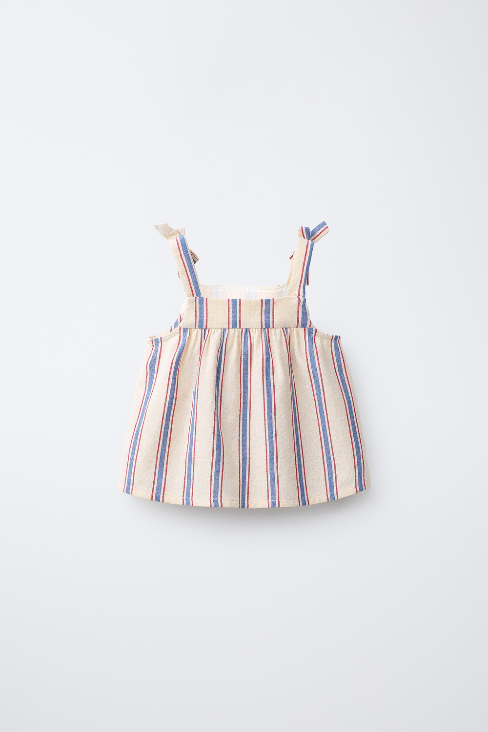 ZARA ТОП В ПОЛОСКУ С КРУЖЕВОМ КРОШЕ, ЭКРЮ