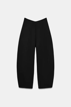 ZARA БРЮКИ BALLOON С ВЫСОКОЙ ПОСАДКОЙ, ЧЕРНЫЙ