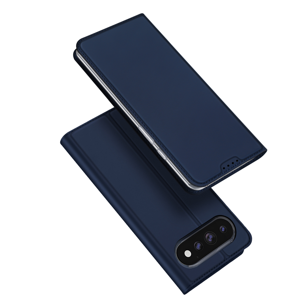Чехол книжка из кожи синего цвета для Google Pixel 11 Pro XL, серия Skin Pro Series от Dux Ducis
