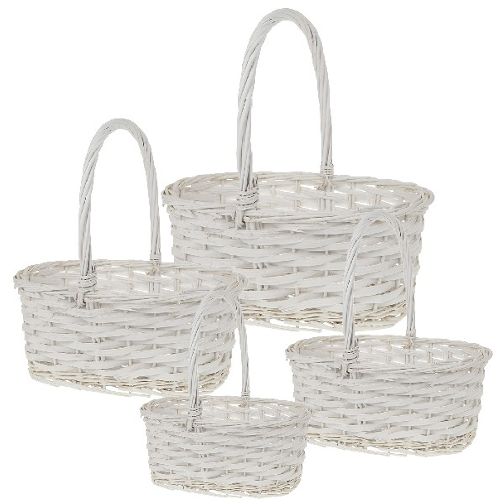 Корзина НАБОР/4шт (ива) 48x38xH20/49см-30x20xH14/32см (Белый)