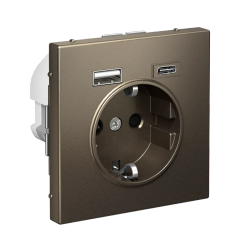 ARTGALLERY РОЗЕТКА 16А с 2 USB A+C, 5В/2,4А/3,0А, 2х5В/1,5А, механизм, МОККО