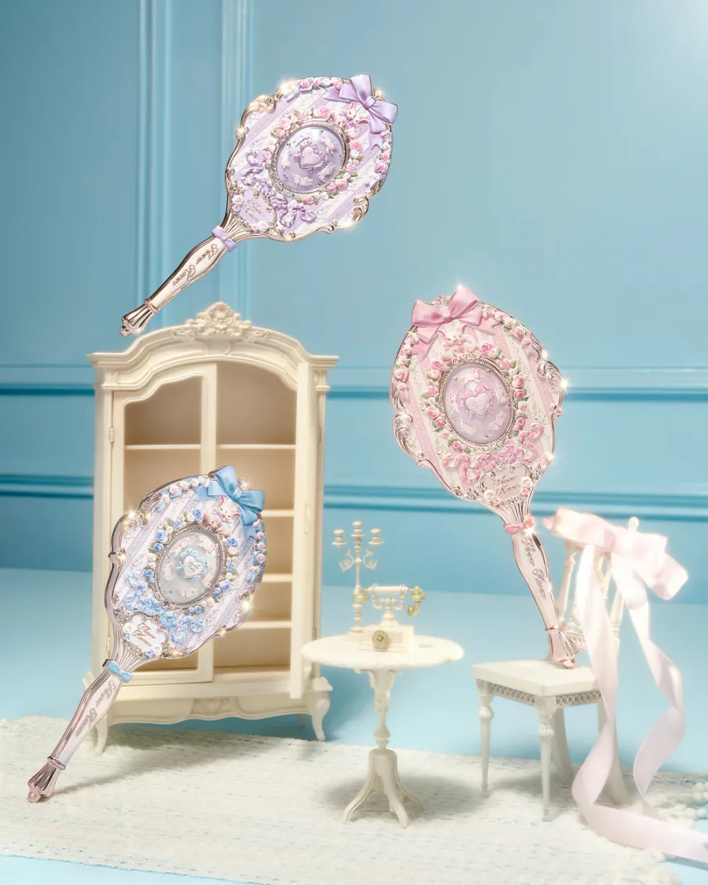 Ручное зеркало Flower Knows Bunny Garden Hand Mirror - Rosette Pink