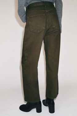 ZARA ДЖИНСЫ ZW COLLECTION ANKLE RELAXED СО СРЕДНЕЙ ПОСАДКОЙ, ХАКИ