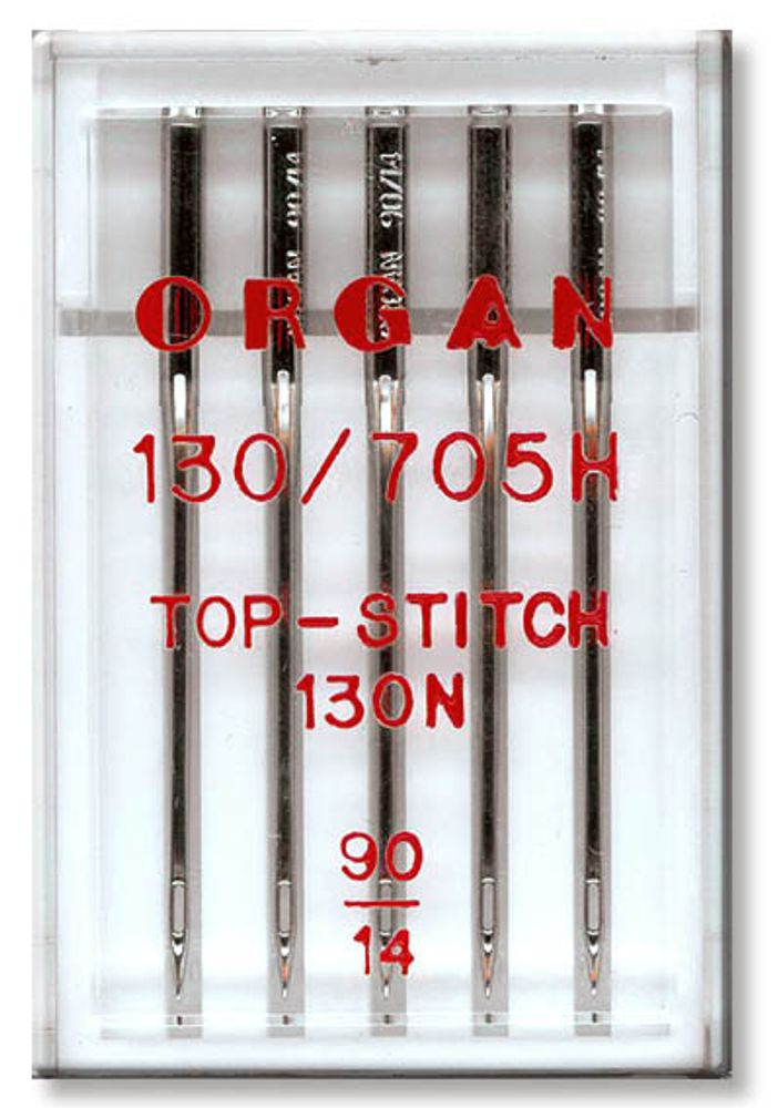 Иглы для швейных машин для отстрачивания top stitch 130/705 H, №90, 5 игл, в пенале, 5600090 90, ORGAN Иглы для швейных машин для отстрачивания top stitch 130/705 H, №90, 5 игл, в пенале, 5600090 90, ORGAN