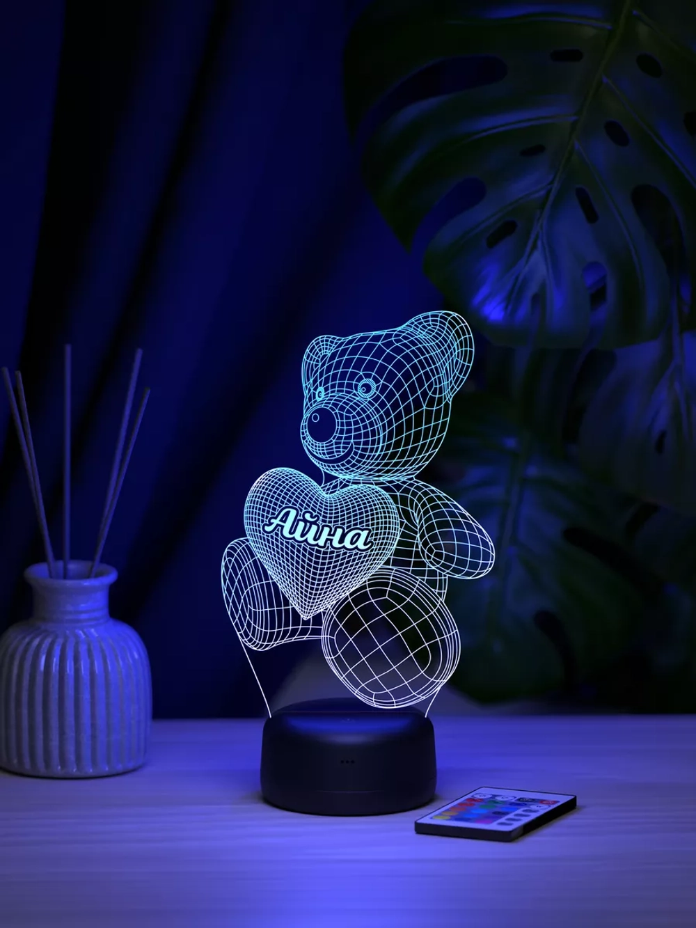 Ночник "Мишка с именем Айна" - подарок девушке, девочке