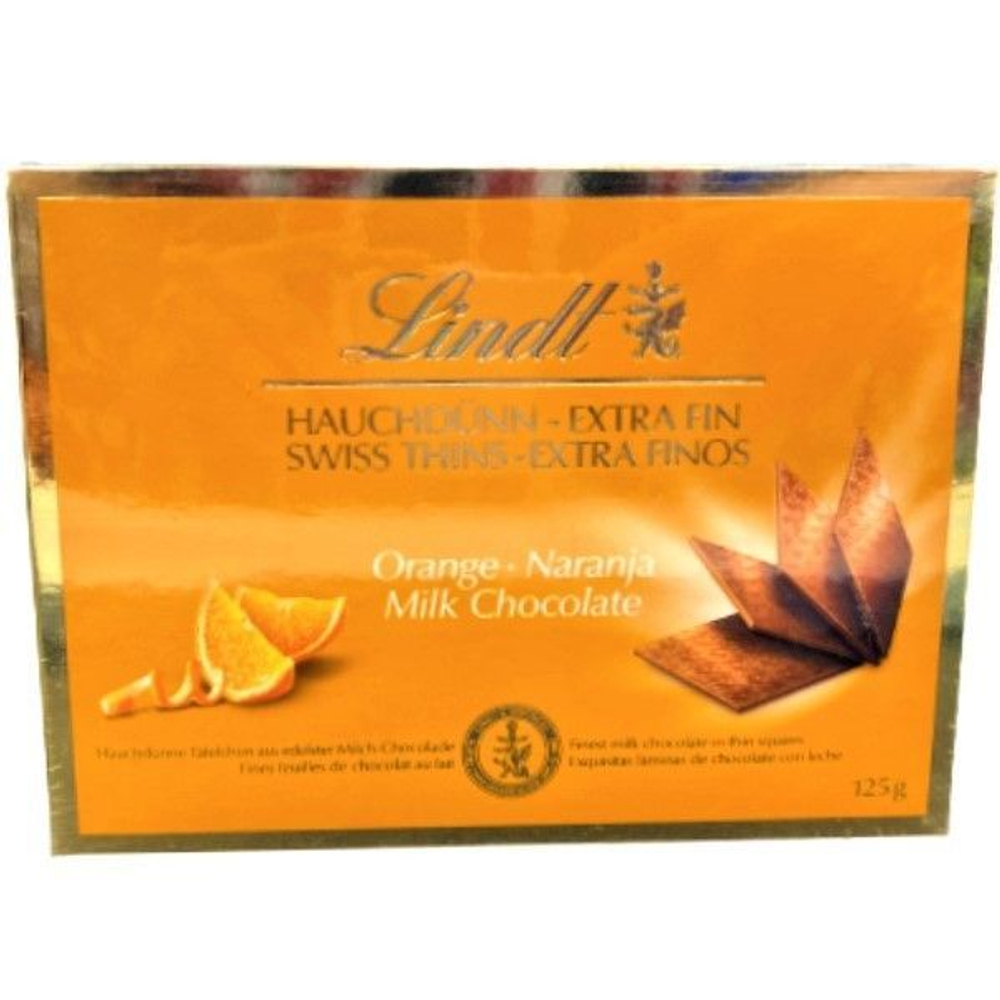 Шоколад Lindt Swiss THINS Orange молочный порционный с апельсином 125 г (из Финляндии)