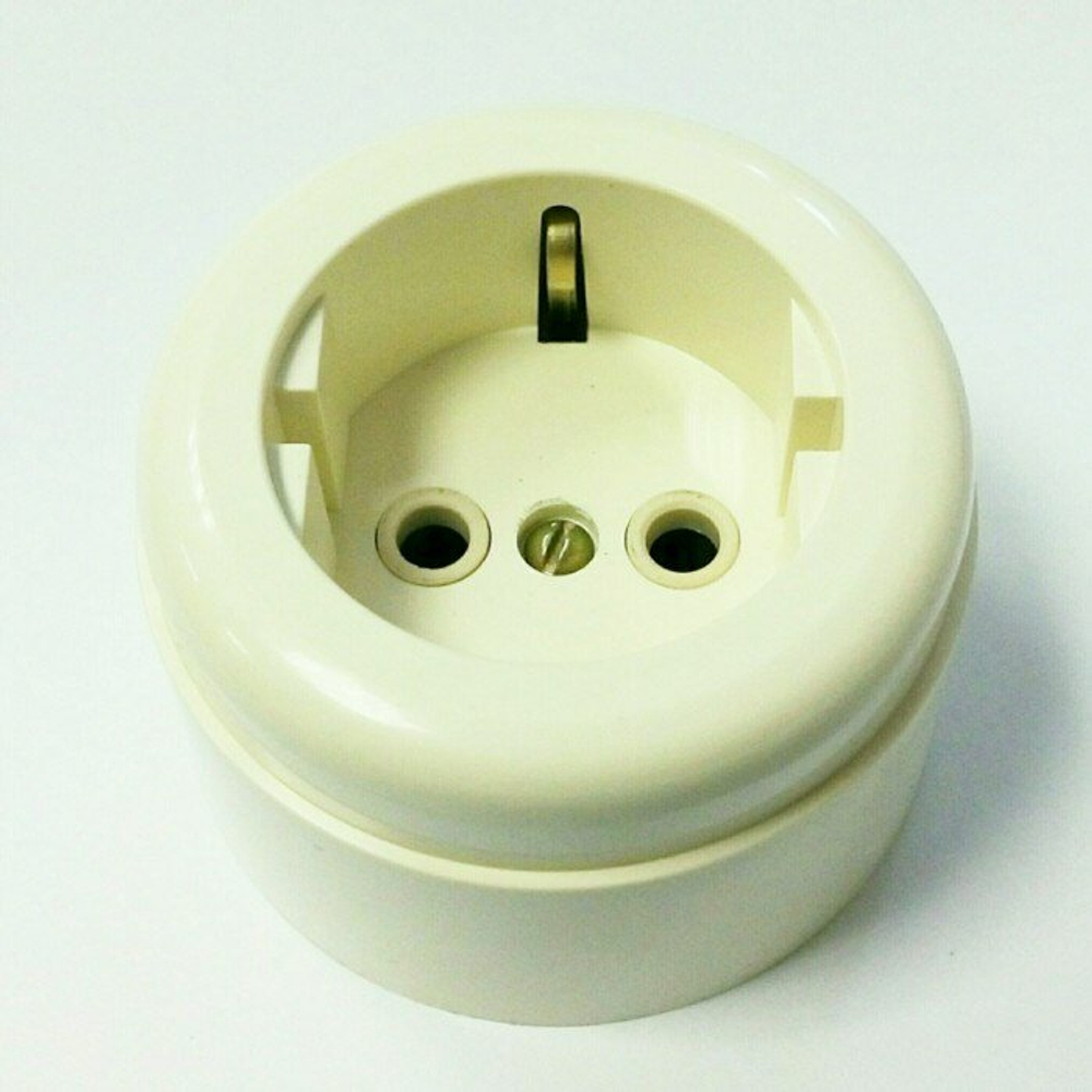 Розетка ретро пластиковая Слоновая кость INTERIOR ELECTRIC
