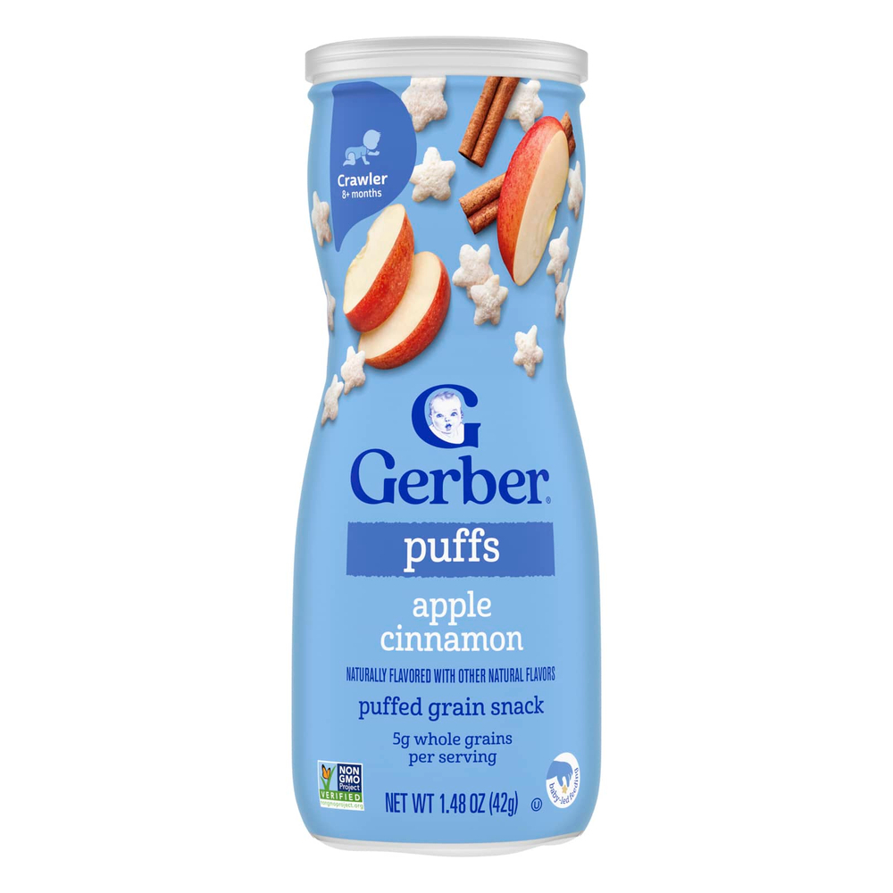 Gerber, Puffs, снек из воздушных злаков, от 8 месяцев, яблоко и корица, 42 г (1,48 унции)