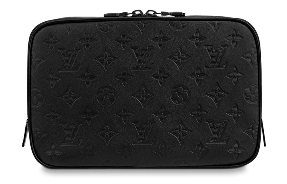 LOUIS VUITTON Shadow Leather Toiletry Bag Large Men"s Black