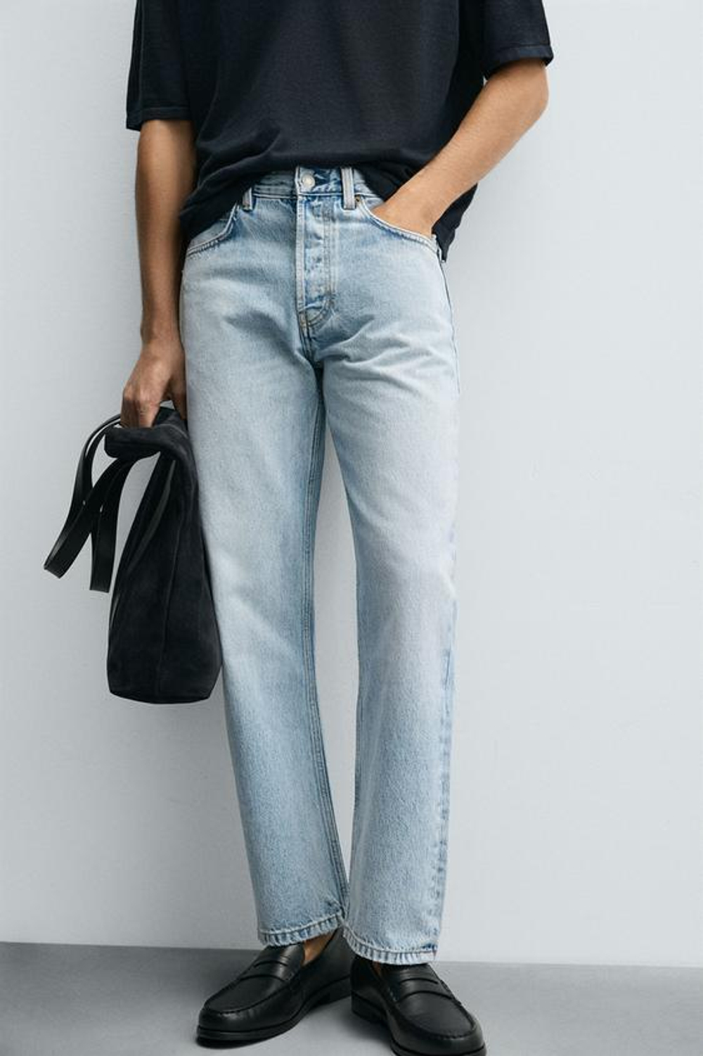 ZARA ДЖИНСЫ STRAIGHT FIT REGULAR, ГОЛУБОЙ