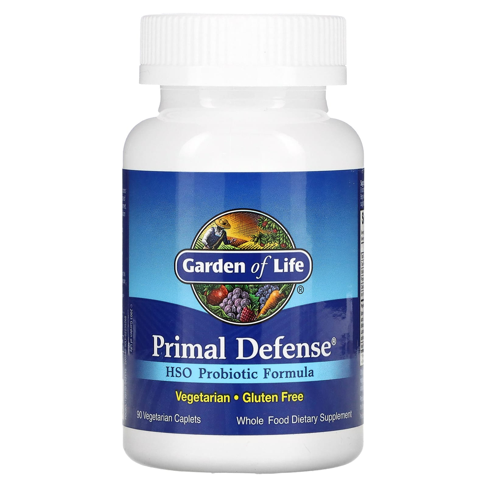Garden of Life, Primal Defense, пробиотическая формула с HSO, 90 вегетарианских капсуловидных таблеток