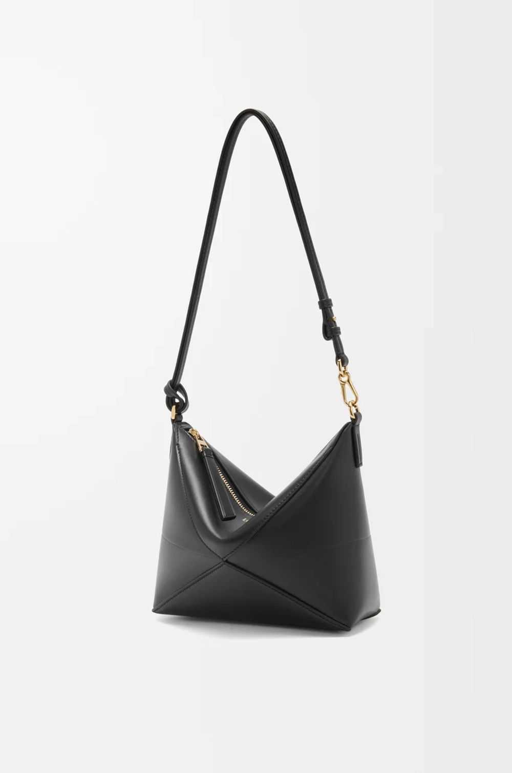 Loewe Сумочка-клатч Puzzle Fold из блестящей телячьей кожи наппа, черный