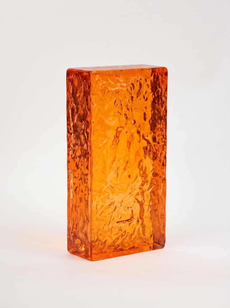 Стеклянный кирпич Glassio Айс оранжевый 20x10x5 см