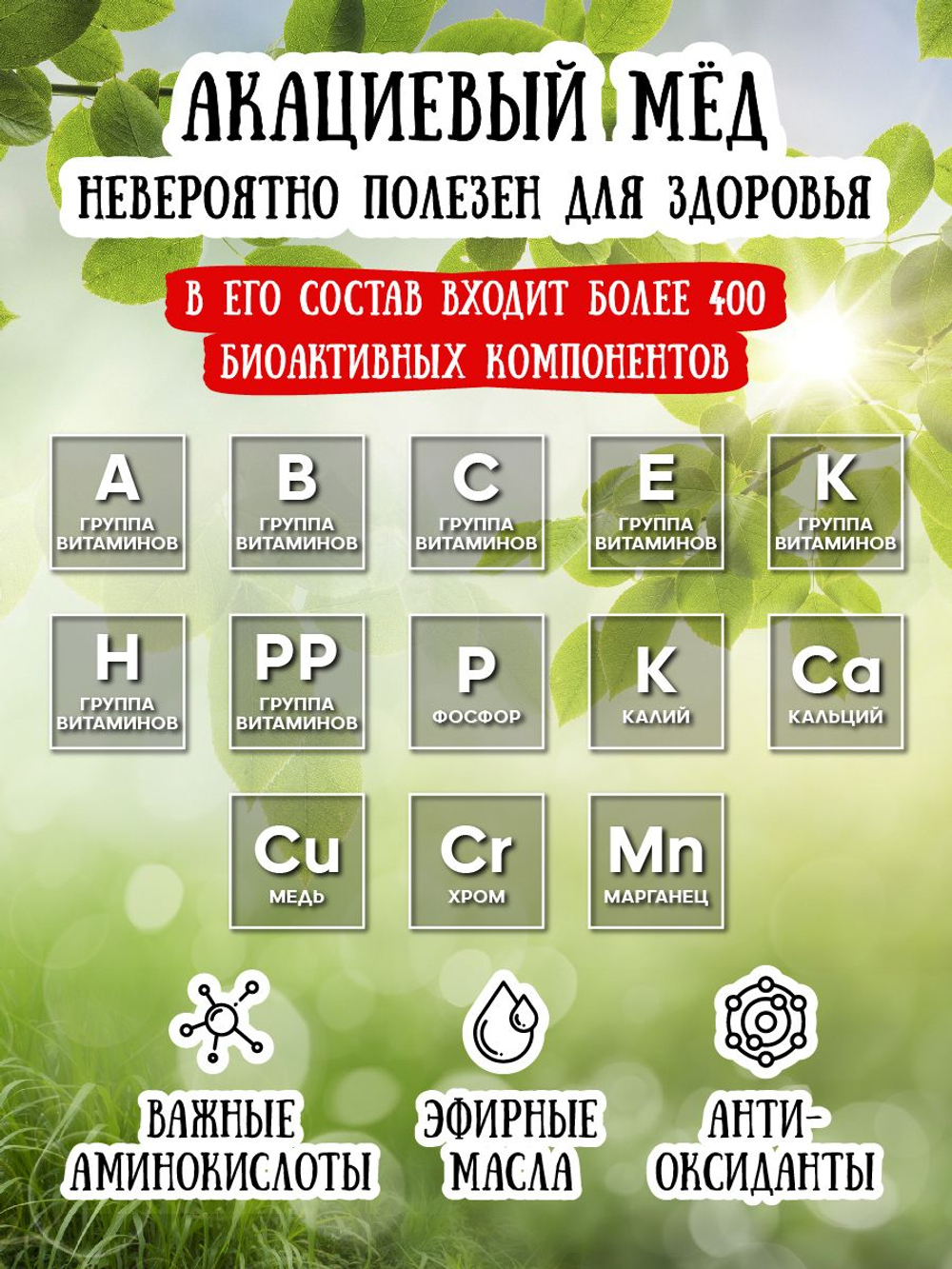 Мёд натуральный акациевый с фундуком, 300 г