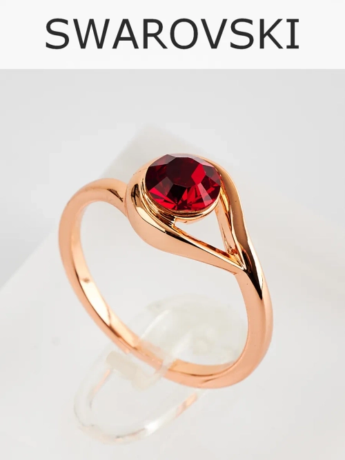 Кольцо Белла с красным кристаллом Swarovski