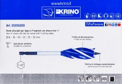 Сверла по дереву 16-32мм 1/4'', 4 режущие кромки, набор 6пр. Krino 5055300