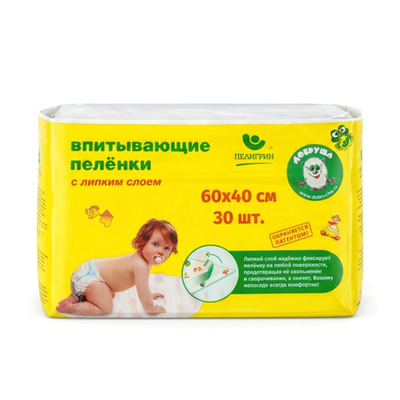 Пелёнки впитывающие с липким фиксирующим слоем, 60х40 см, 30 шт.