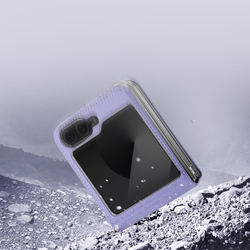 Чехол из кожи фиолетового цвета от Dux Ducis для Samsung Flip6 и Flip7 FE (W25), серия Bril Series Case