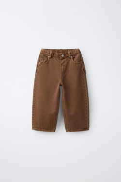 ZARA ДЖИНСЫ TAPERED С КАРМАНАМИ, КОРИЧНЕВЫЙ