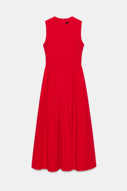 ZARA КОМБИНИРОВАННОЕ ПЛАТЬЕ МИДИ, КРАСНЫЙ