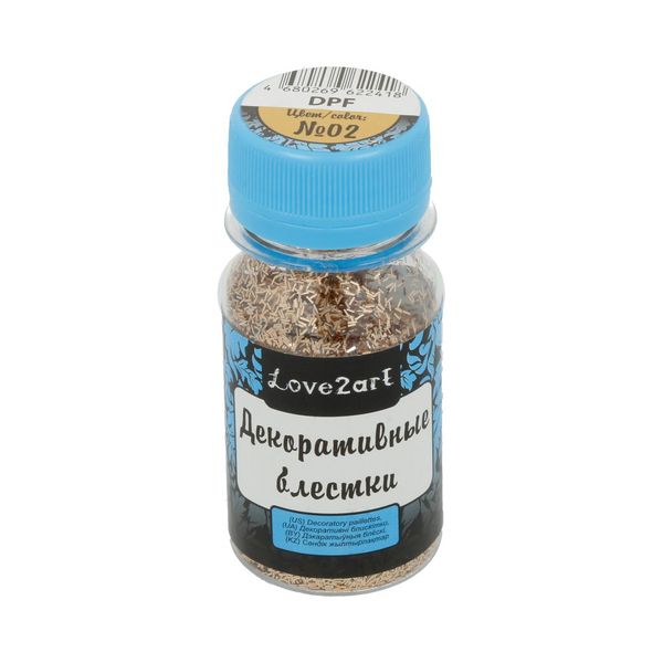 Блестки декоративные 1.5х0.2 мм, 60 г (4х15 г), 02 св. золотой, Love2art DPF