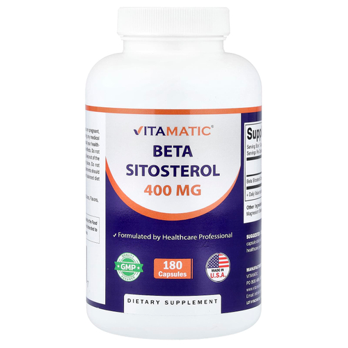 Vitamatic, Бета-ситостерол, 400 мг, 180 капсул