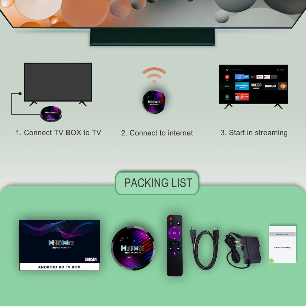 Приставка H96max, 4ГБ+64ГБ, 8К, S905X4, Android TV Box