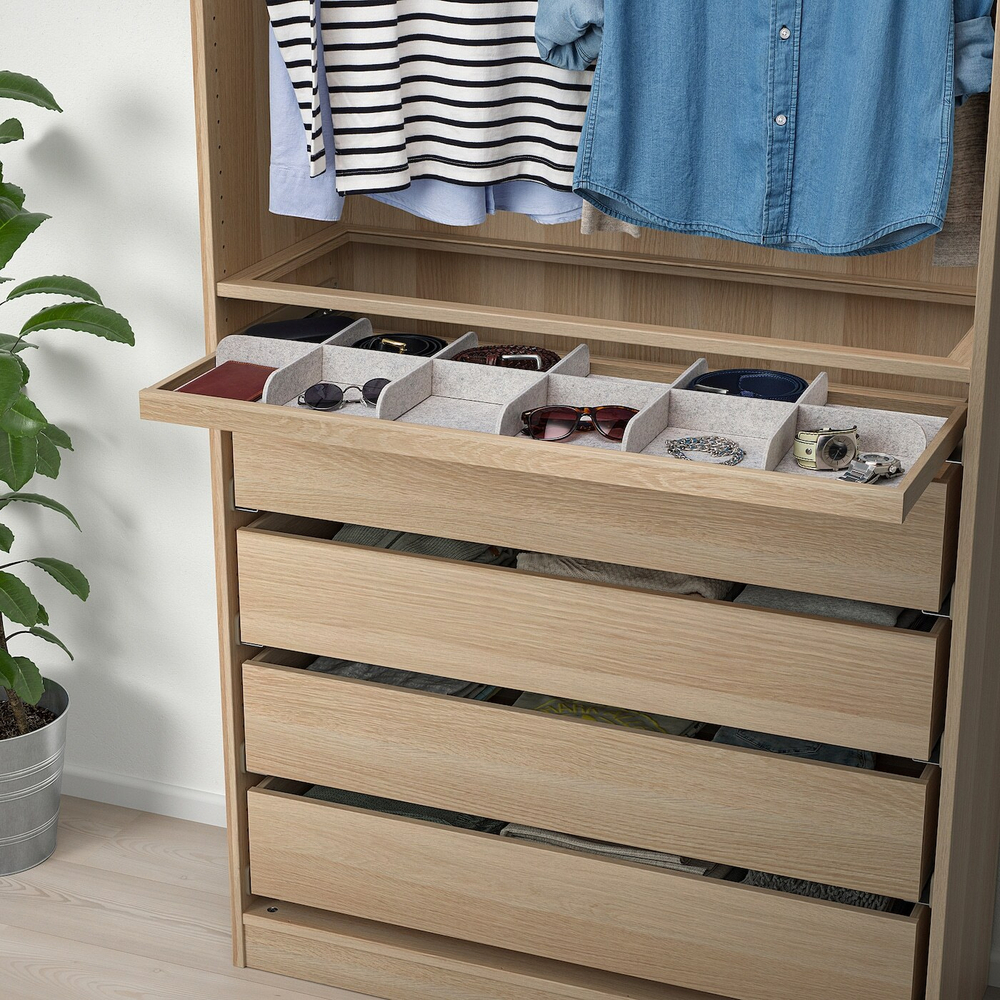 IKEA KOMPLEMENT (ИКЕА КОМПЛИМЕНТ) — Выдвижной поднос, дуб, окрашенный в белый цвет, 100x35 см, фото 2