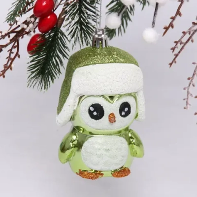 Ёлочная игрушка «Новогодний пингвин» 7*6*11 см, зелёный