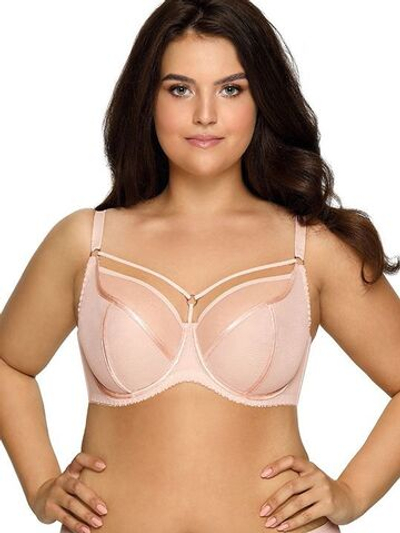 Бюстгальтер на косточках plus size с декоративными бретелями (Размер: 75K) (Цвет: телесный)