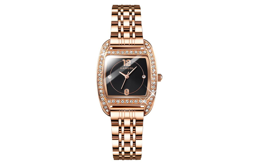 KANGOL Quartz Movement Metal Strap Watch Women"s Watch Black Dial KANGOL K603