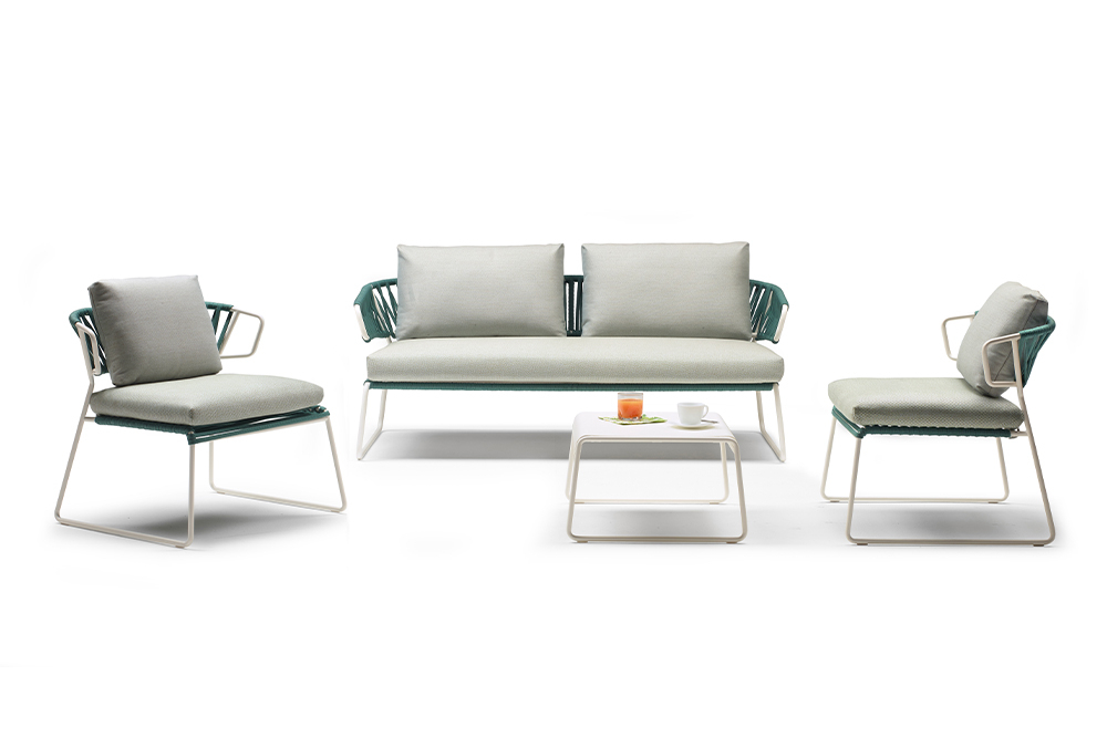 Кресло лаунж плетеное Scab Design Lisa Lounge Filo, лен, ментоловый