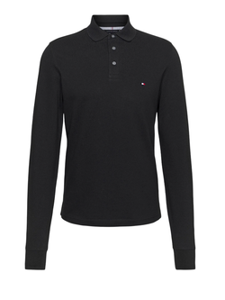 Мужская теннисная футболка теннисная Tommy Hilfiger 1985 Slim Long Sleeve Polo - черный