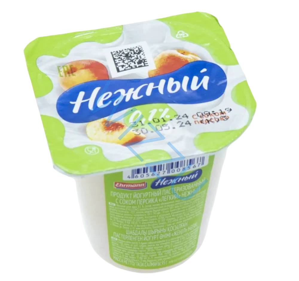 Йогуртный продукт Нежный  0,1% с соком персика 95гр