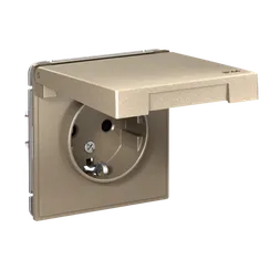 Розетка с крышкой Systeme Electric ArtGallery Aqua Шампань GAL440546