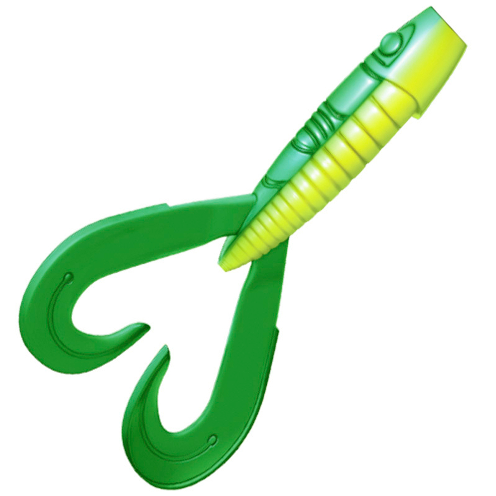 Приманка ZUB-FROGGY 181мм(7,1")-2шт, (цвет 407)зеленый верх - желтый низ