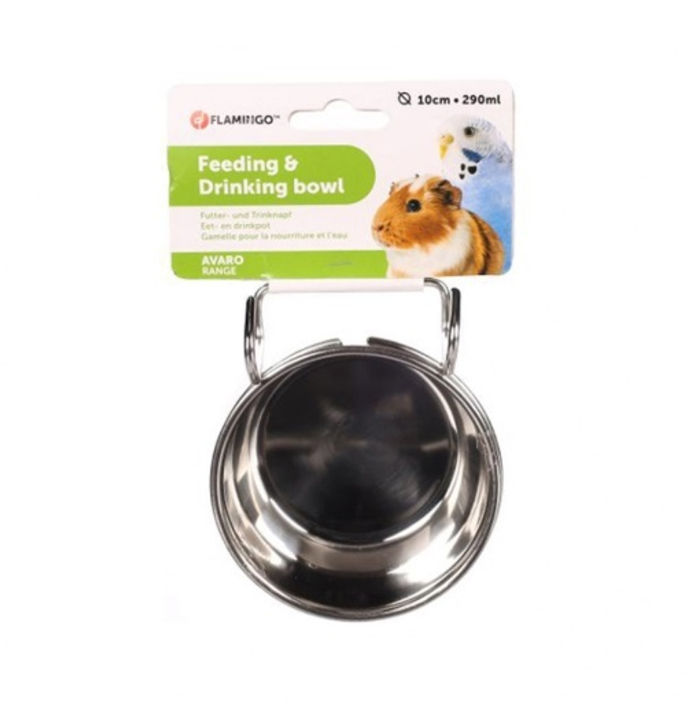 Flamingo Миска с держателем для клетки AVARO HOOK INOX 10см, 290мл
