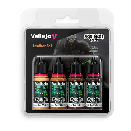 Vallejo Squidmar Color Leather Set — набор для покраски кожи, 4 × 18 мл (74.309) (ПРЕДЗАКАЗ)